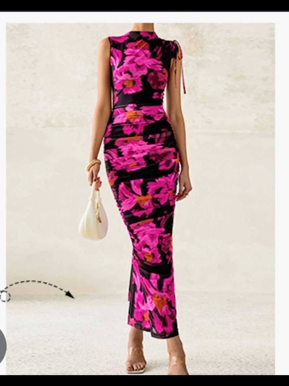 Sleeveless Pink Floral Bodycon Maxi Dress